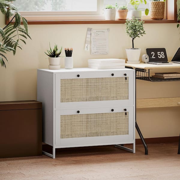 Vinsetto 2-Drawer White Engineered Wood 15.75 in. Vertical File Cabinet with Lock, Keys, and Adjustable Hanging Bar, White