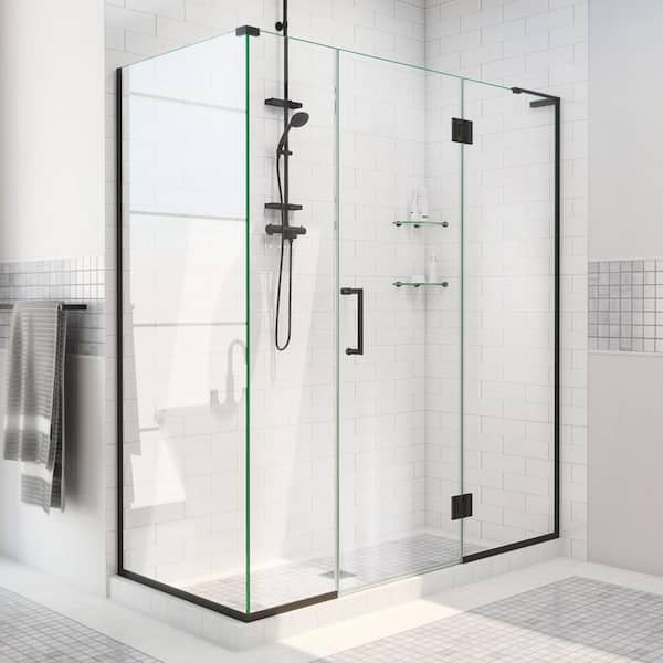 DreamLine Unidoor-X 63.5 in. W x 34-3/8 in. D x 72 in. H Frameless Hinged Shower Enclosure in Matte Black
