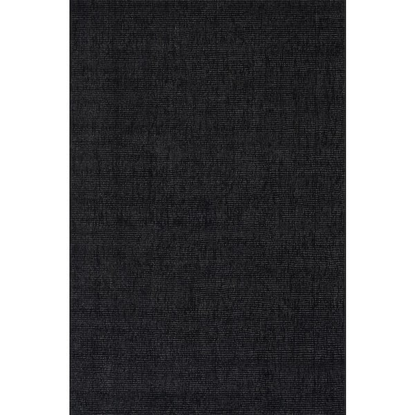 Nate Berkus x Rugs Crosby Solid Wool Cozy Black 6 ft. x 9 ft. Indoor Area Rug