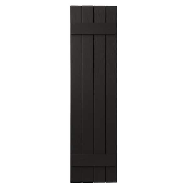Ply Gem 15 in. x 51 in. Polypropylene 4-Board Closed Board and Batten Shutters Pair in Peppercorn