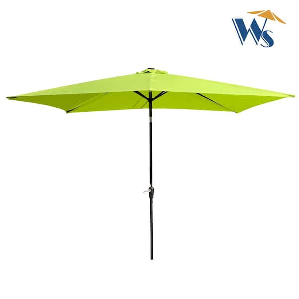 Briar 10 ft. x 6.5 ft. Steel Solar LED Lights Outdoor Patio Umbrella with Crank and Push Button Tilt in Lime Green