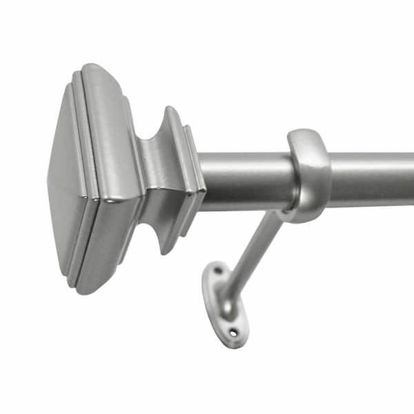 Decopolitan Square 72 in. - 144 in. Adjustable Curtain Rod 7/8 in. in Nickel with Finial