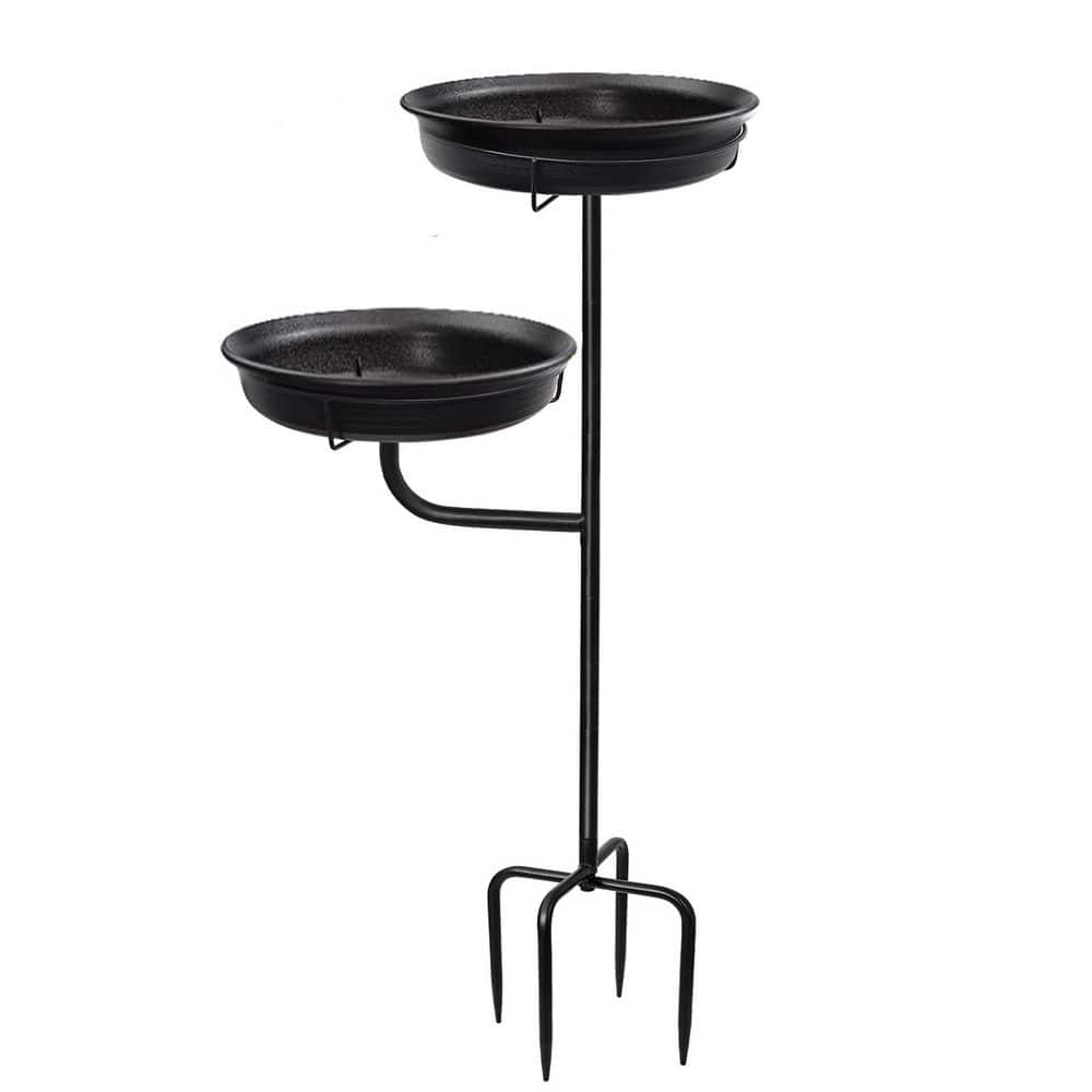 2in. ft. 10.5in. Outdoor Freestanding Garden Bird Bath Bowl Detachable Bird Feeder Spa Decor 4 Spiky Stake Black price history on PriceWatchPro