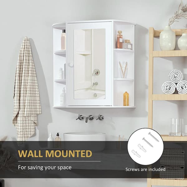 HOMCOM 26 in. W x 24.75 in. H Rectangular Medicine Cabinet with Mirror