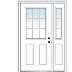 51 in. x 81.75 in. Internal Grilles Left Hand 1/2 Lite 2-Panel Classic Primed Steel Prehung Front Door with Sidelite