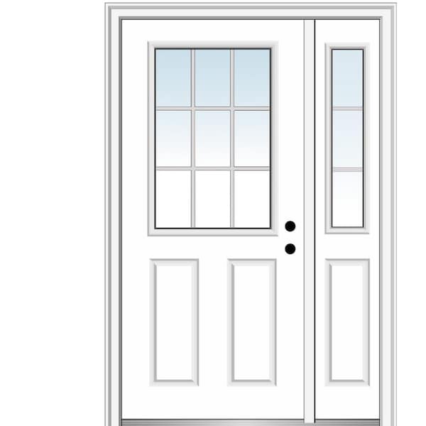 MMI Door 51 in. x 81.75 in. Internal Grilles Left Hand 1/2 Lite 2-Panel Classic Primed Steel Prehung Front Door with Sidelite