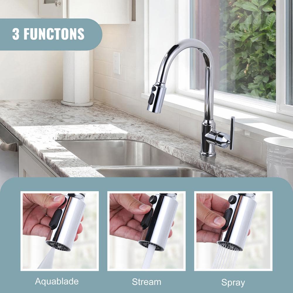 Polished Chrome Kitchen Faucet Spray Head with 9 Adapters