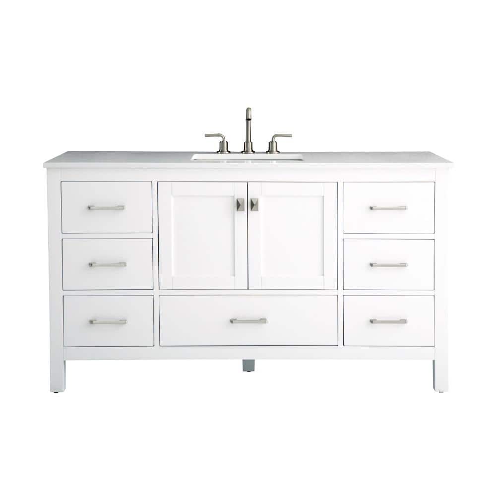 Vanea 60 in. Single Freestanding White Bath Vanity with White Quartz Top price history on PriceWatchPro