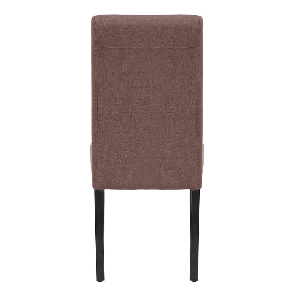 Brown Linen Upholstered Parsons Dining Chair with Rubberwood Legs