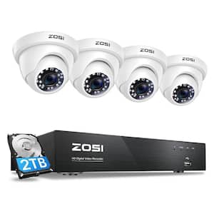 4K 8MP 4-Channel 2TB Hard Drive DVR Surveillance System w/ 4 Wired Dome Cameras, Motion Detection, 150 ft. Night Vision