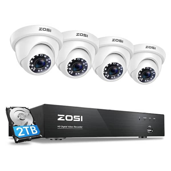 ZOSI 4K 8MP 4-Channel 2TB Hard Drive DVR Surveillance System w/ 4 Wired ...