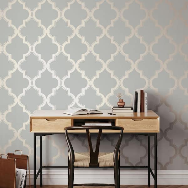 Metallic Bronze Gray Marrakesh Vinyl Peel and Stick Wallpaper Roll (Covers 56 Sq. ft.)