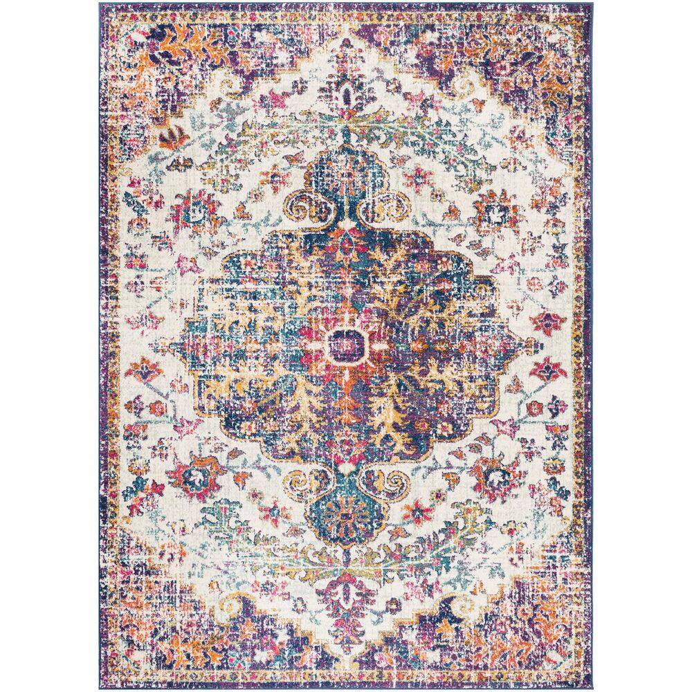 Pink Polypropylene 5 ft. x 7 ft. Floral Indoor/Outdoor Area Rug