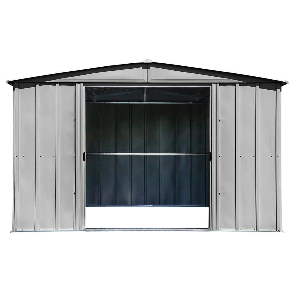 10 ft. x 8 ft. Flute Grey Galvanized Steel Storage Shed