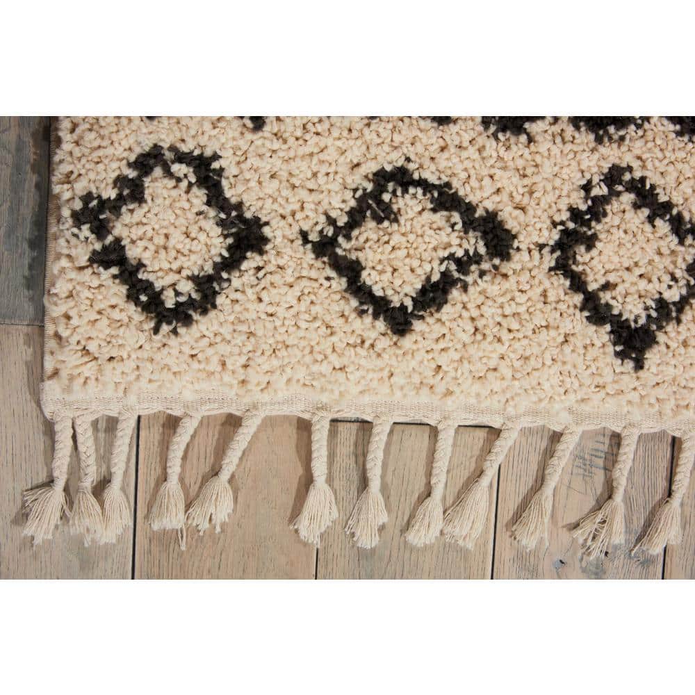 Casablanca Cream Diamond Shag Rug 3'11" x 6'7"