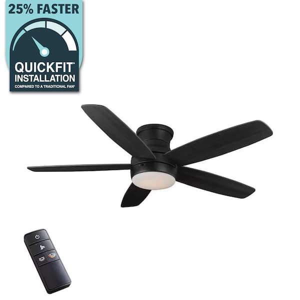 Ashby Park 52 in. White Color Changing Integrated LED Matte Black Indoor Ceiling Fan with Light Kit and Remote Control