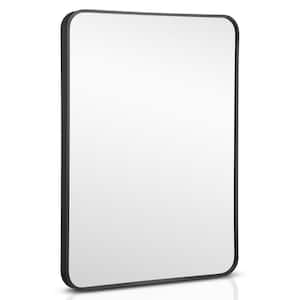 22 in. W x 30 in. H Rectangular Aluminum Alloy Framed Wall Bathroom Vanity Mirror in Black