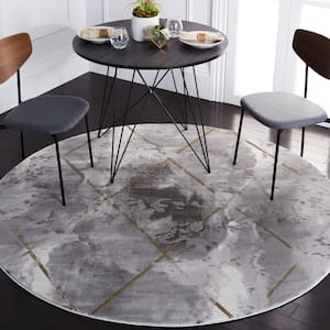 Craft Gray/Brown 7 ft. x 7 ft. Diamond Marble Round Area Rug