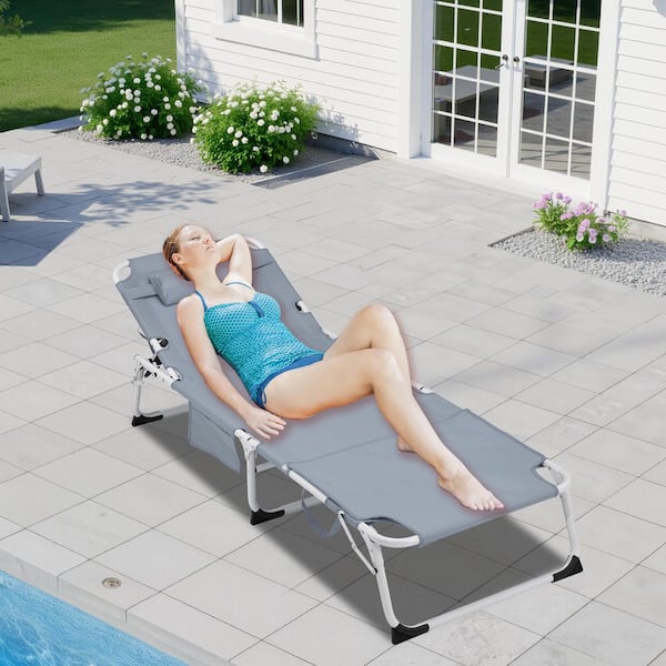 Outdoor Chairs MOPHOTO 5-Position Folding Lounge Chair, Portable