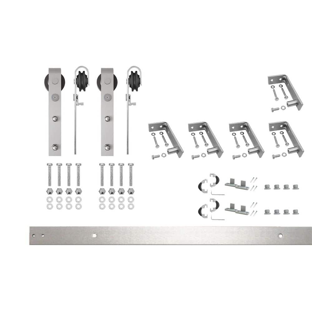 6.6 ft. /79 in. Brushed Nickel Ceiling Mount Non-Bypass Sliding Barn Door Track and Hardware Kit for Double Doors price history on PriceWatchPro