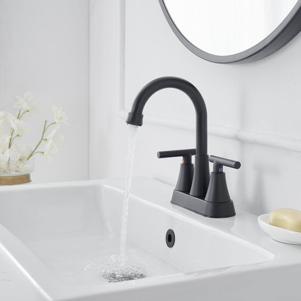 Matte Black Stainless Steel 2-Handle High-Arc Bathroom Faucet