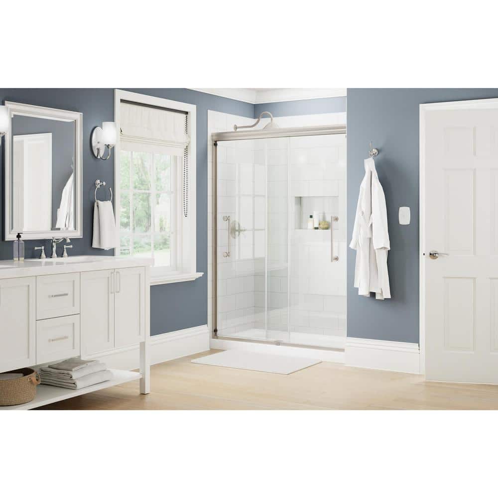 Ashmore 54-5/8 to 60 in. W x 74-3/8 in. H Semi-Frameless Sliding Shower Door in Nickel with 5/16 in. Clear Glass price history on PriceWatchPro