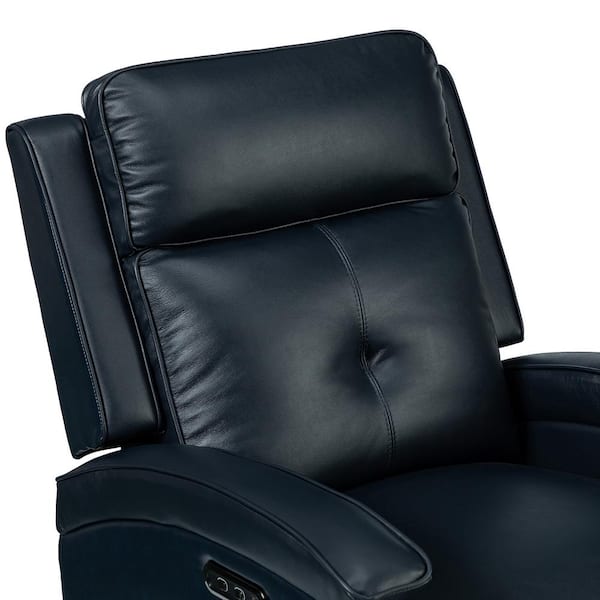 JAYDEN CREATION Hermann Navy Genuine Leather Power Recliner with