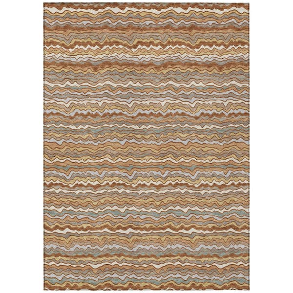 Chantille Machine Washable Indoor/Outdoor Abstract ACN2436 Paprika 3 ft. x 5 ft. Area Rug