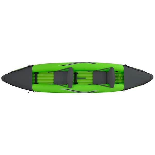 Outdoor Tuff 12 ft. Green Inflatable 2-Person Sport Kayak with Rotatable Paddle