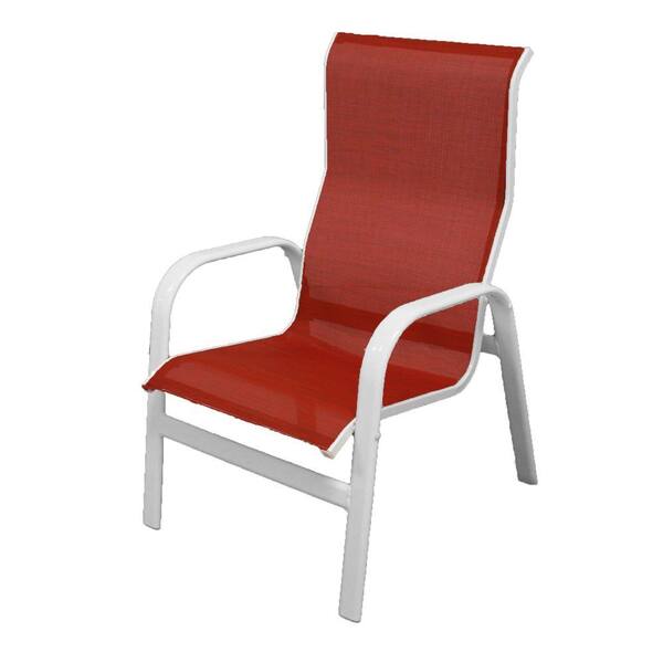 Unbranded Marco Island White Commercial Grade Aluminum Sling Outdoor Dining Chair in Metallica Salsa (2-Pack)