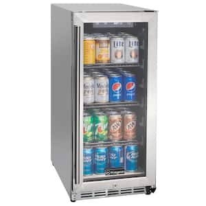 24 in. Single Zone Outdoor Beverage Cooler in Stainless Steel with Glass Door