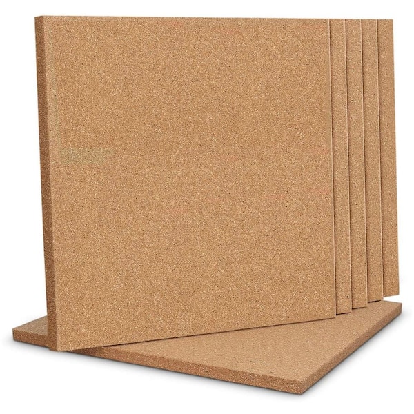 12 x 12 Square Cork Board Natural Ultra Strength Adhesive High Density Pin Board Decoration for Walls 6-Pieces