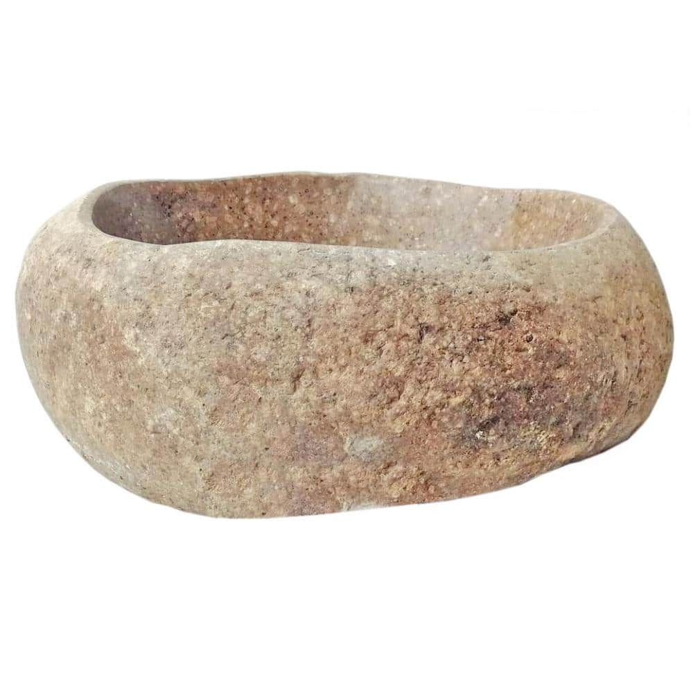 Natural River Rock Stone Bathroom Sink with Polished Interior