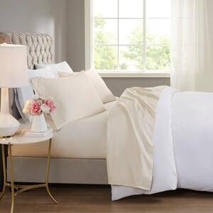 600 Thread Count 4-Piece Ivory Cooling Cotton Full Sheet Set