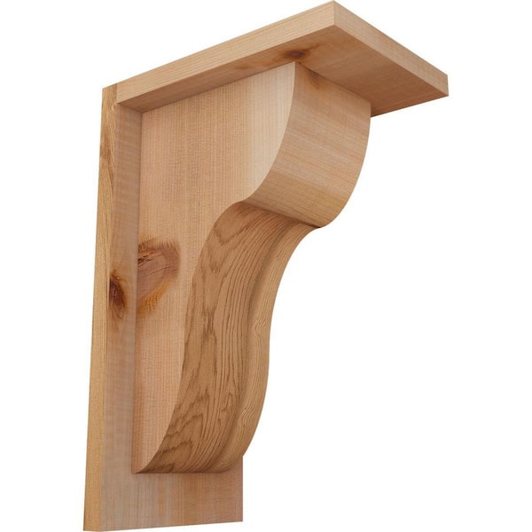 Ekena Millwork 5-1/2 in. x 8 in. x 12 in. Western Red Cedar Carmel Smooth Corbel with Backplate