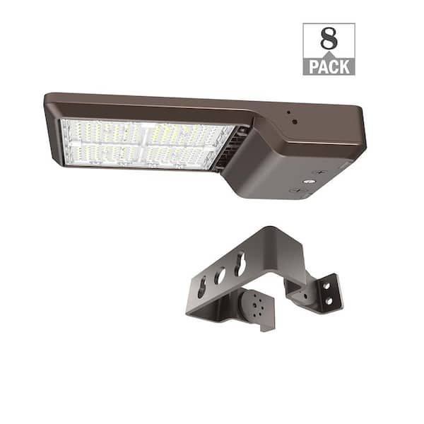 ETI LIGHTING 400-Watt Equivalent Integrated LED Bronze Area Light with Trunnion Mount Kit TYPE 5 Adjustable Lumens and CCT (8-Pack)