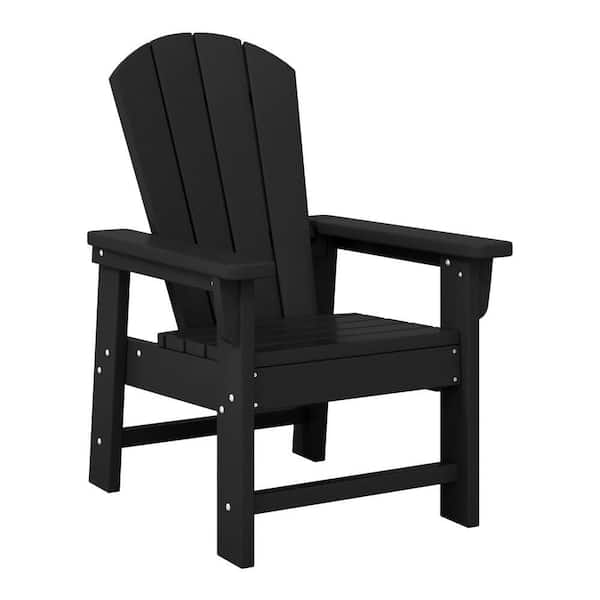 Children's Laguna Outdoor Patio All Weather Fade Resistant Kids Poly Plastic Adirondack Chair in Black