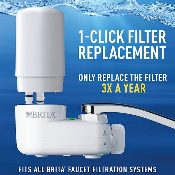 Brita Chrome Tap Water Faucet Filtration System with 2 Filters and Filter  Change Reminder