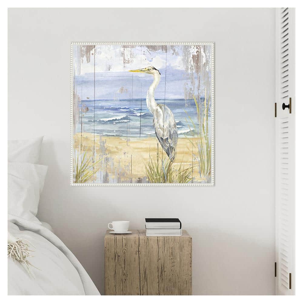 Birds of the Coast Rustic II White Framed Canvas Art