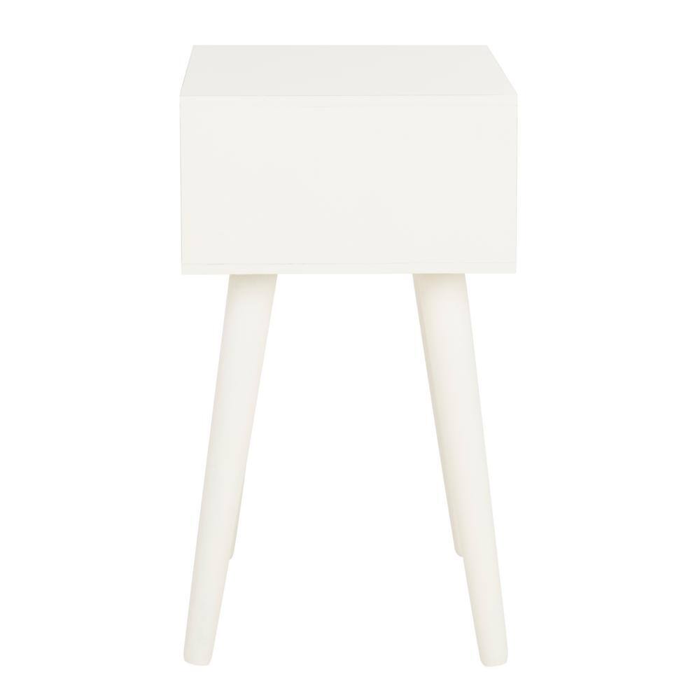 Lyle Transitional Rectangular Pine Wood Side Table with Storage - Distressed White