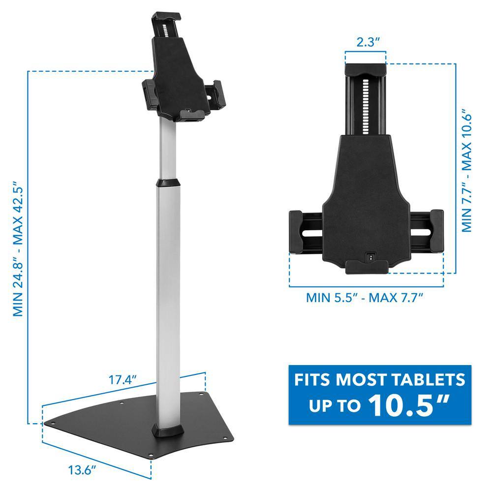 Adjustable Silver and Black Anti-Theft Tablet Floor Stand