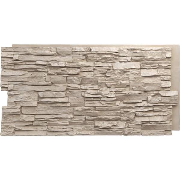 Ekena Millwork Canyon Ridge 45 3/4 in. x 1 1/4 in. Sea Shell Stacked Stone, StoneWall Faux Stone Siding Panel