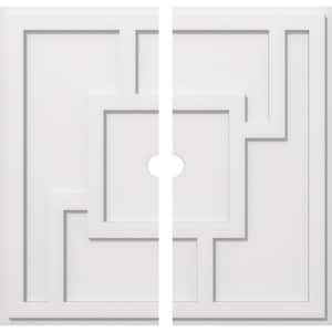 1 in. P X 9-3/4 in. C X 28 in. OD X 2 in. ID Knox Architectural Grade PVC Contemporary Ceiling Medallion, Two Piece