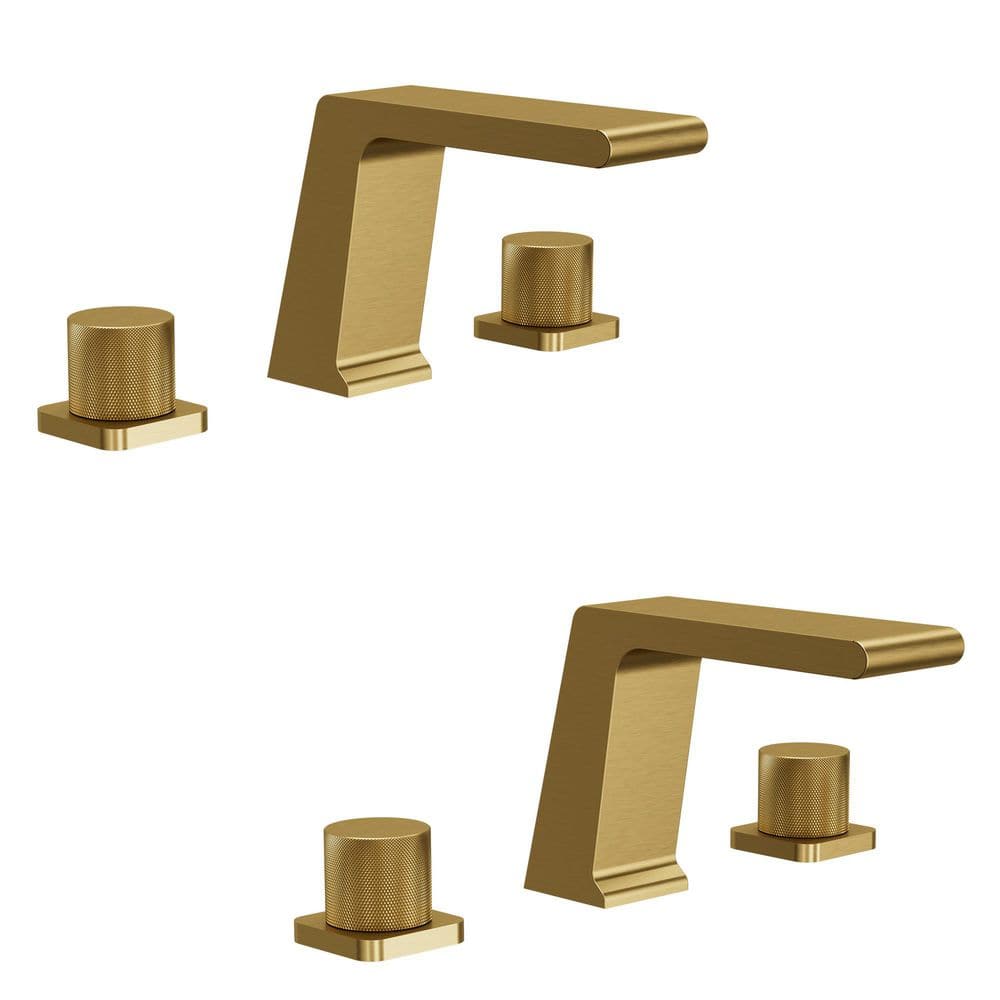8 in. Widespread Double Handle Waterfall Spout Bathroom Faucet with Pop-up Drain in Brushed Gold (2-Pack) price history on PriceWatchPro