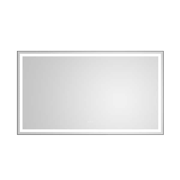 FUNKOL 40 in. W x 24 in. H Silver Rectangular Aluminium Framed LED Wall Bathroom Vanity Mirror Superslim Dimmable Anti-Fog