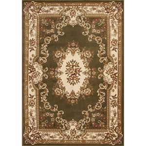 Traditional Morrocan Green/Ivory 9 ft. x 13 ft. Area Rug