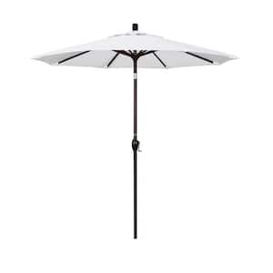 7.5 ft. Bronze Aluminum Pole Market Aluminum Ribs Push Tilt Crank Lift Patio Umbrella in Natural Sunbrella