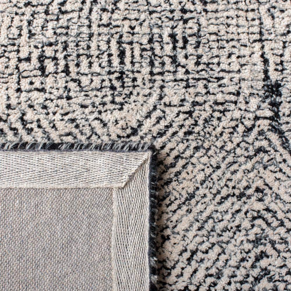 Handmade Ivory & Charcoal Wool Abstract Area Rug 8' x 10'
