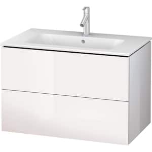 L-Cube 32.25 in. W x 19 in. D x 21.63 in. H Floating Bath Vanity in White with White Ceramic Top