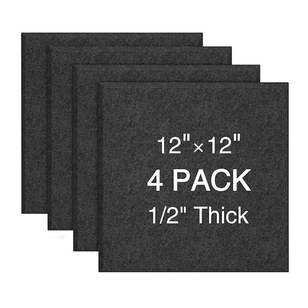 4 Pack 12x12 Felt Cork Board Tiles Bulletin Pin Board for Wall with Self-Adhesive Thick Grey Sheets 4 Sheets